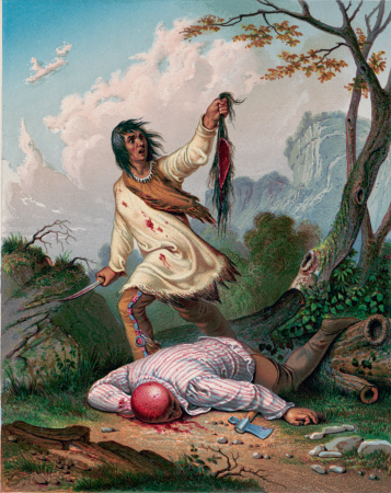 Scalping lithograph circa 1850s, Peter S. Duval, 1850s