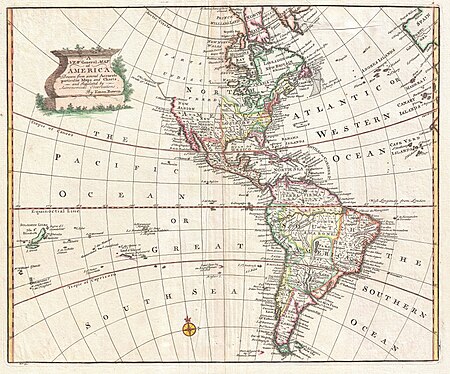 A New General Map of America Drawn from several Accurate particular Maps and Charts and Regulated by Astronomical Observations., Emanuel Bowen, 1747 (undated)