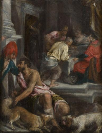 The parable of the rich man and poor Lazarus, Jacopo Bassano, circa 1559