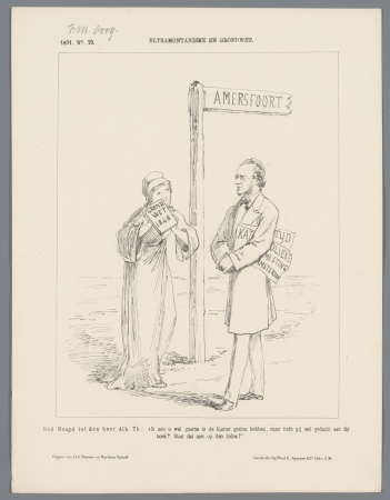 Spotprent op het ultramontanisme en de grondwet, 1871, RP-P-OB-90.055, Johan Michaël Schmidt Crans
