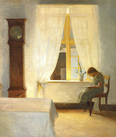A girl reading by the window., Peter Ilsted, 1901