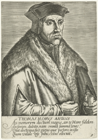Portret van Thomas More Thomas Morvs Anglvs (titel op object), RP-P-1910-373, between 1572 and 1662