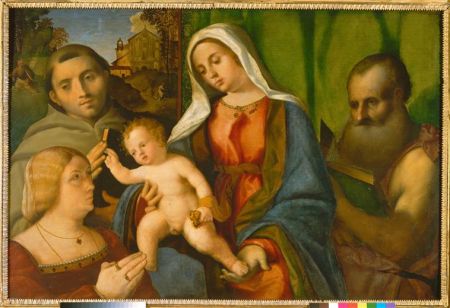 Palma Vecchio - Sacra Conversazione (Madonna and Child with Saints) with Devotee, 21-515965, Palma Vecchio