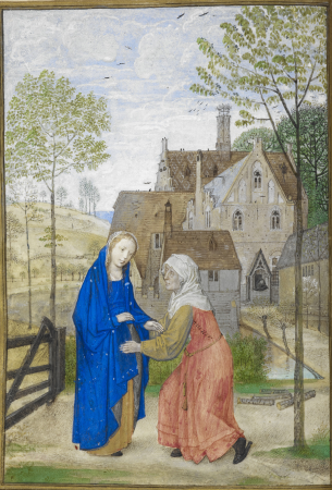 The Visitation, miniature from the Huth Hours., between 1485 and 1490