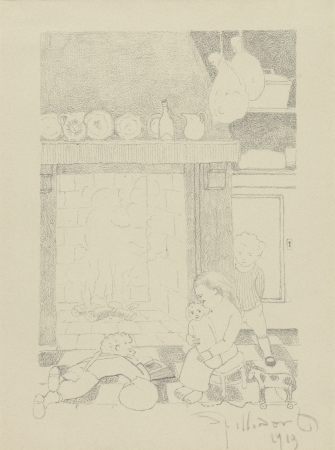 Poor children in front of the hearth, Léon Spilliaert, 1918