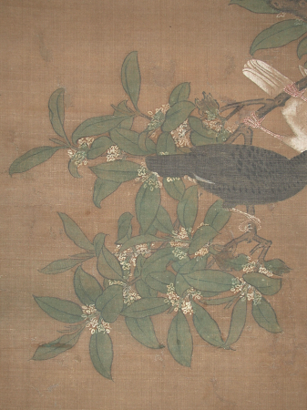 Ming Dynasty Lu Ji Mandarin ducks and hibiscus scroll scroll, Lü Ji