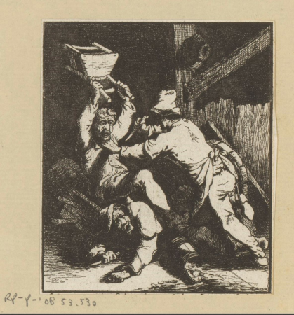 Drie vechtende mannen, RP-P-OB-53.530, Johann Andreas Benjamin Nothnagel, between 1739 and 1804