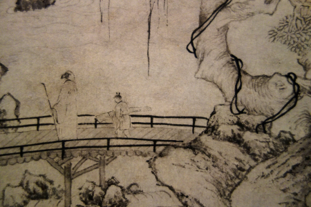 Landscape with Figures by Wen Zhengming (1470-1559), detail 3, China, 1538, ink on paper - Berkeley Art Museum and Pacific Film Archive - DSC04229, Wen Zhengming