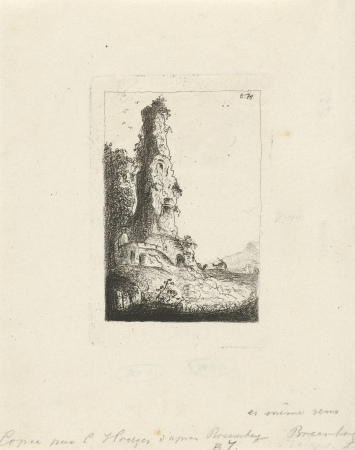 Ruïne in een landschap Delen van de muren in Rome, RP-P-1882-A-6215, Charles Howard Hodges, between 1774 and 1837