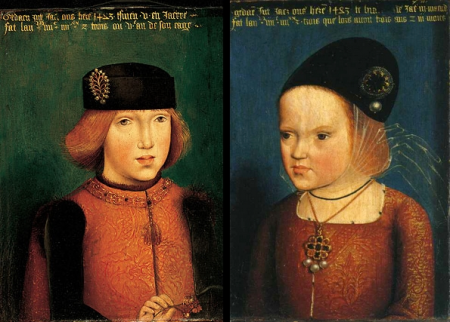 Philip I of Castile et sa sœur Marguerite d'Autriche, Master of the Legend of the Magdalene, between 1483 and 1485