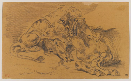 Delacroix - Lion dévorant un cheval, MI 894, Recto, Eugène Delacroix