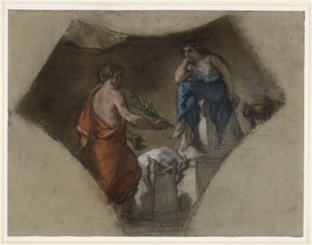 Delacroix - Etude pour un pendentif Lycurgue consulte la Pythie, RF 32259, Recto, Eugène Delacroix