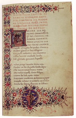 Manuscript with Poems by Lucrezia Tornabuoni, Gherardo di Giovanni del Fora, after 1469