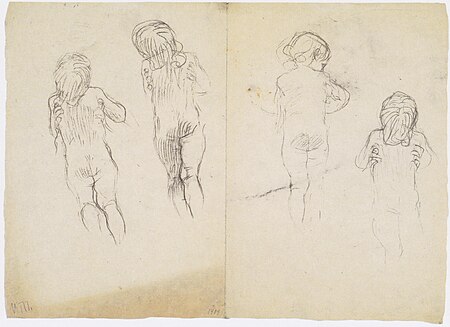 Four Studies of a Child Held with Both Hands, Gustav Klimt, 1901 - 1907