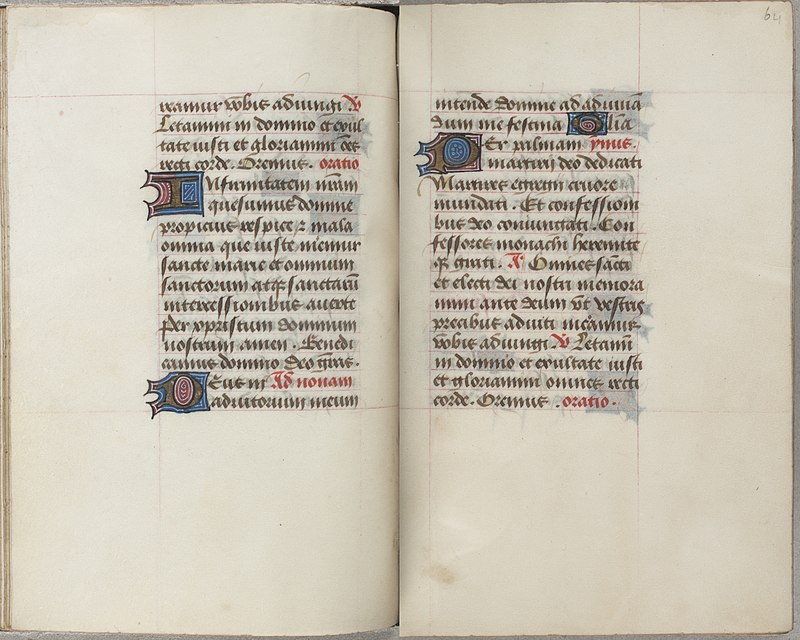 Trivulzio Book of Hours - KW SMC 1 - folios 063v (left) and 064r (right), Simon Marmion, circa 1470