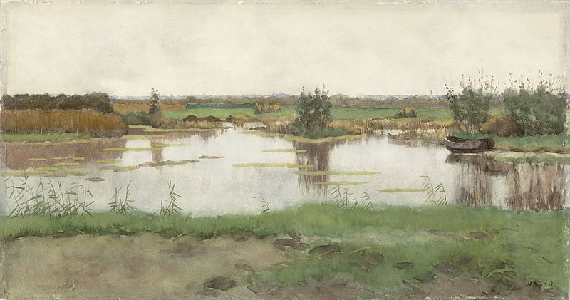 A puddle in a meadow, Nicolaas Bastert, between 1864 and 1919