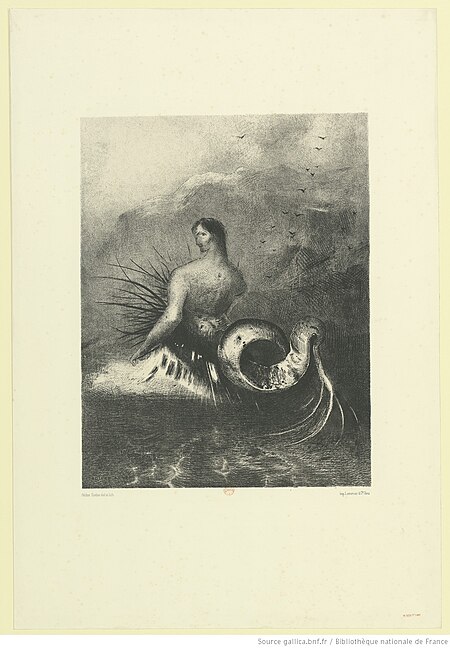 Redon - La sirène sortit des flots, vêtue de dards, btv1b6951001z, Odilon Redon