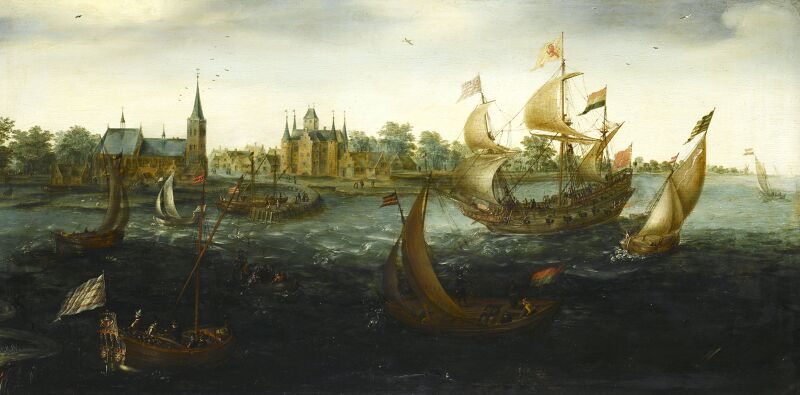 Ships off IJsselmonde, Aert Anthoniszoon, 1617