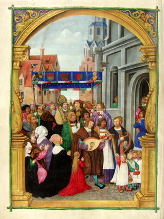 Procession of the Eucharist, Missal for the use of Halle intended for Cardinal Albert of Brandenburg, Nikolaus Glockendon, circa 1524