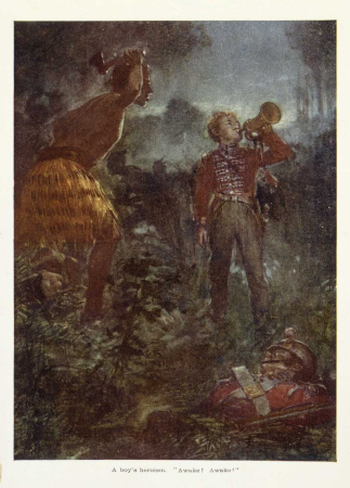 A boy's heroism. 'Awake! Awake!', colour photo-mechanical print by Arthur David McCormick, October 1818