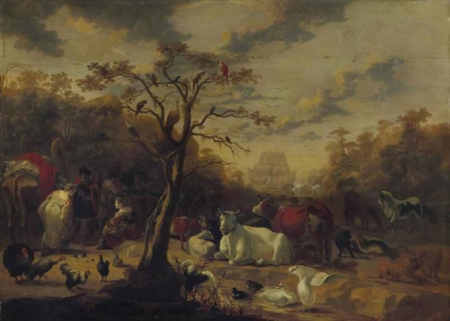 Landscape with the embarkation of the animals in Noah's ark, Cornelis Snellinck, between 1620 and 1669