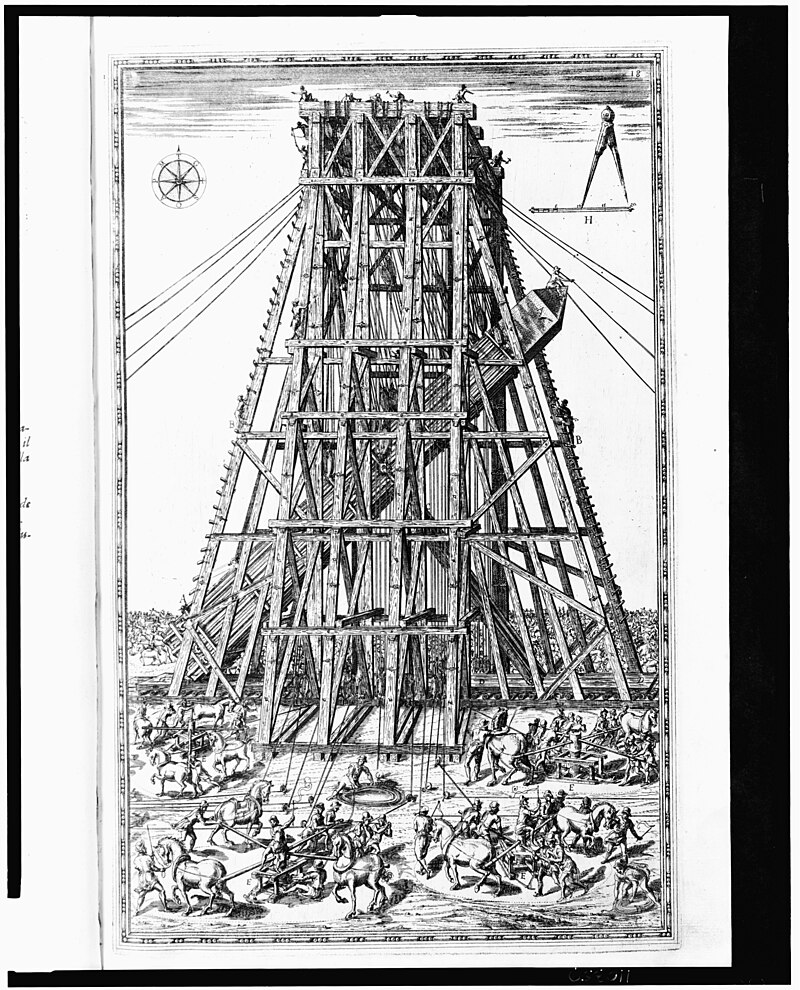 Scaffolding used for support when lowering obelisk at the Circus Nero prior to its relocation to the Piazza of Saint Peter in Rome LCCN2006690461, 1590