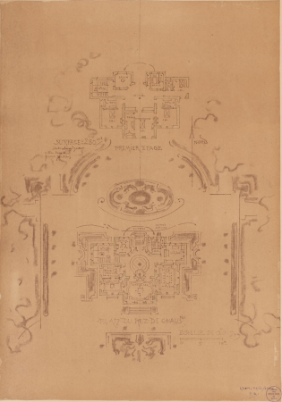 Housing projects on the edge of the Tête d'Or park in Lyon. Plans for a house on the ground floor and first floor, Tony Garnier, 1904