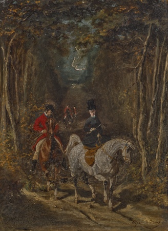 Amazon opening the hunt in front of the red clothes, Alfred de Dreux, circa 1840-44.
