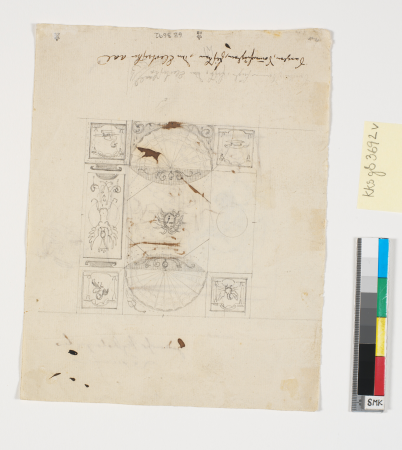 Draft for a ceiling decoration with a Medusa head in the middle (as the center point), Nicolai Abildgaard