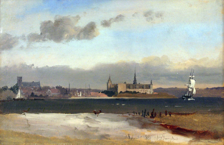 View of Helsingør and Kronborg from the beach south of the city, Carl Frederik Sørensen, 1851