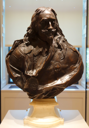 King Charles I, by the workshop of Louis-Francois Roubiliac, c. 1759, terracotta painted to simulate bronze - Courtauld Institute of Art, London - DSC00823, Louis-François Roubiliac