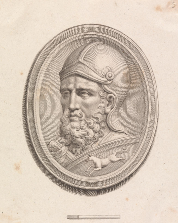 Medallion: Head of a Helmeted Warrior with a Shield decorated with a Horse, Francesco Bartolozzi