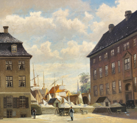 Nyhavn seen from Bredgade, to the left the Kanneworff house and to the right Charlottenborg., Fritz Stæhr Olsen, between 1876 and 1922