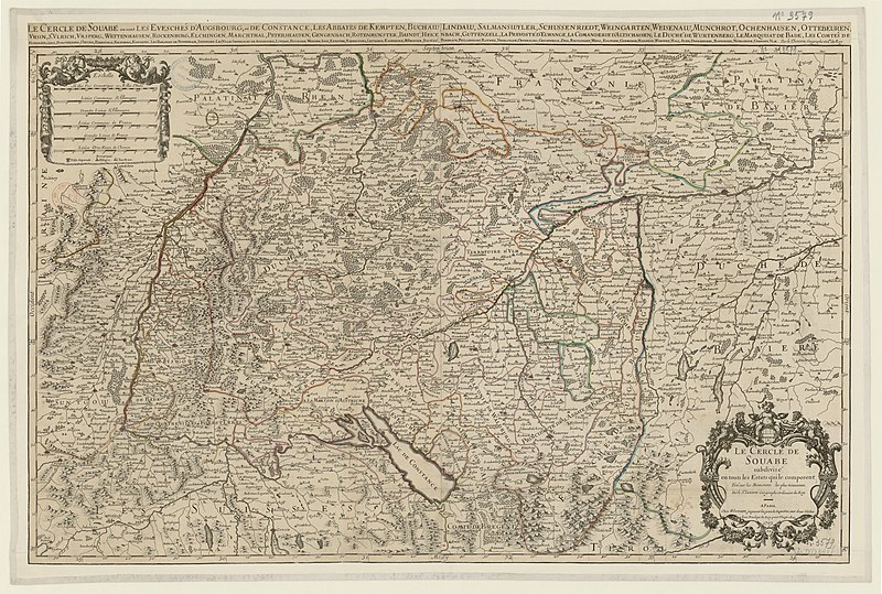 The circle of Swabia subdivided into all the states which compose it / drawn from the most recent memoirs by Mr. Sanson, ordinary geographer to the king, 1703