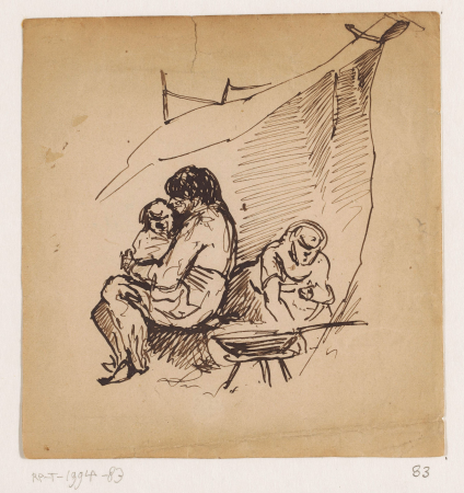Moeder met kind en vrouw, RP-T-1994-83, Johannes Tavenraat, between 1819 and 1881