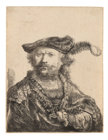 Self-Portrait in a Velvet Cap with Plume, Rembrandt, circa 1638