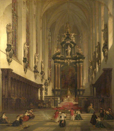 Chancel of the Collegiate Church of St Paul, at Antwerp, David Roberts, 1861