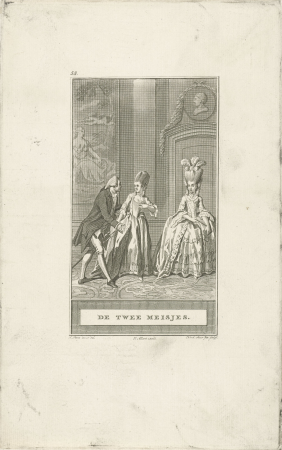 Twee zussen De twee meisjes (titel op object), RP-P-1907-4678, Noach van der Meer, 1777