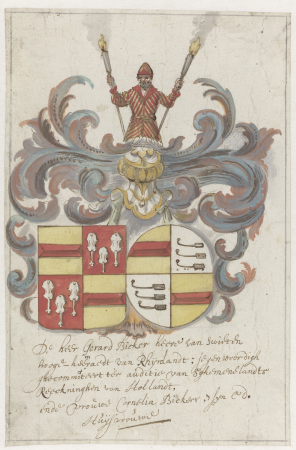 Alliantiewapen van Gerard Bicker en Cornelia Bicker, RP-T-1894-A-2963, Pieter Jansz, between 1660 and 1672