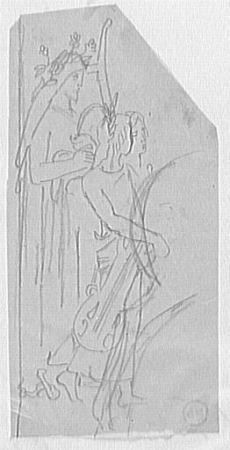 Study for the group of musicians following the Three Wise Men, for The Three Wise Men, Gustave Moreau, between 1850 and 1895