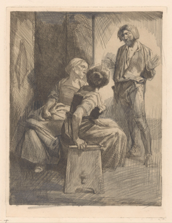 Drie converserende figuren, RP-P-1935-1392, Johannes Josephus Aarts, between 1881 and 1934