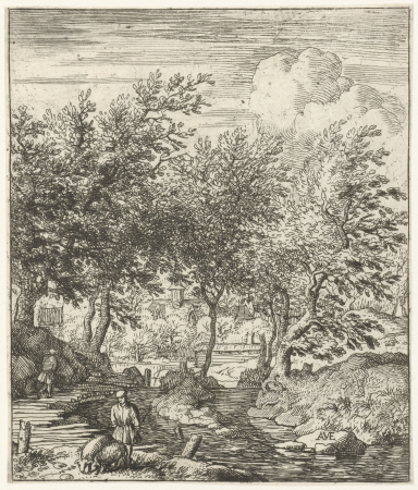 Landschap met varkenshoeder, RP-P-OB-50.287, Allaert van Everdingen, between 1631 and 1675