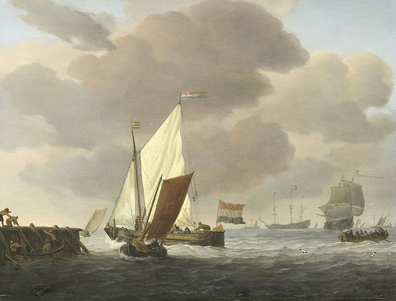 Ships off the coast in a strong breeze, between 1650 and 1707