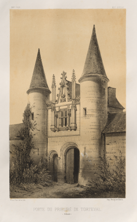 Picturesque Architecture or Monuments of the 15th and 16th Centuries: French Castles of the 15th and 16th Centuries: Pl. 96, Gate of the Priory of Torteval (Calvados), Victor Petit, 1860