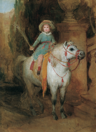 Oil sketch for the portrait of the later Prince Johann II of Liechtenstein (1840-1929) on a grey pony, Friedrich von Amerling, 1844/1845