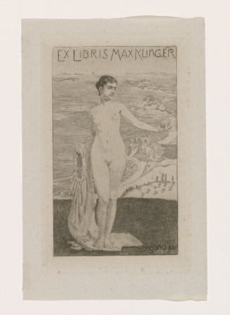 Ex libris van Max Klinger Lo sono io (titel op object), RP-P-2013-15-1, Max Klinger, between 1867 and 1920