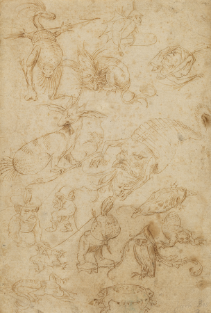Circle of Hieronymus Bosch - Model Sheet with Monsters, ca. 1510, 51.069, Hieronymus Bosch, ca. 1510