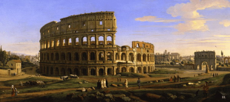 View of the Colosseum and the arch of Constatine in Rome, Gaspar van Wittel, 1707