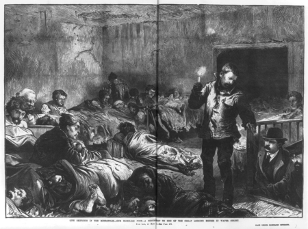 Life sketches in the metropolis - our homeless poor - a midnight visit to one of the cheap lodging houses in Water St. - from life by Matt Morgan. LCCN96506811, Frank Leslie, 1872