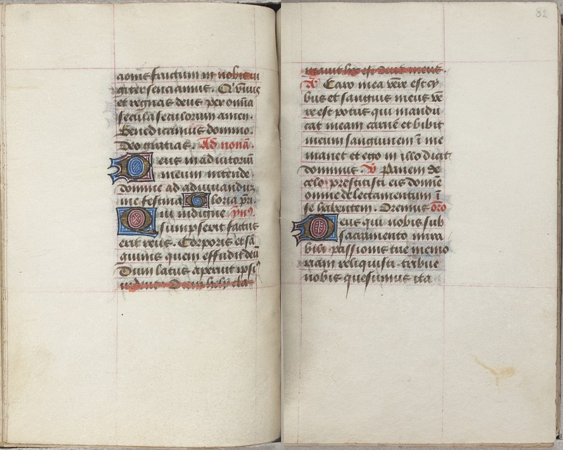 Trivulzio Book of Hours - KW SMC 1 - folios 081v (left) and 082r (right), Simon Marmion, circa 1470